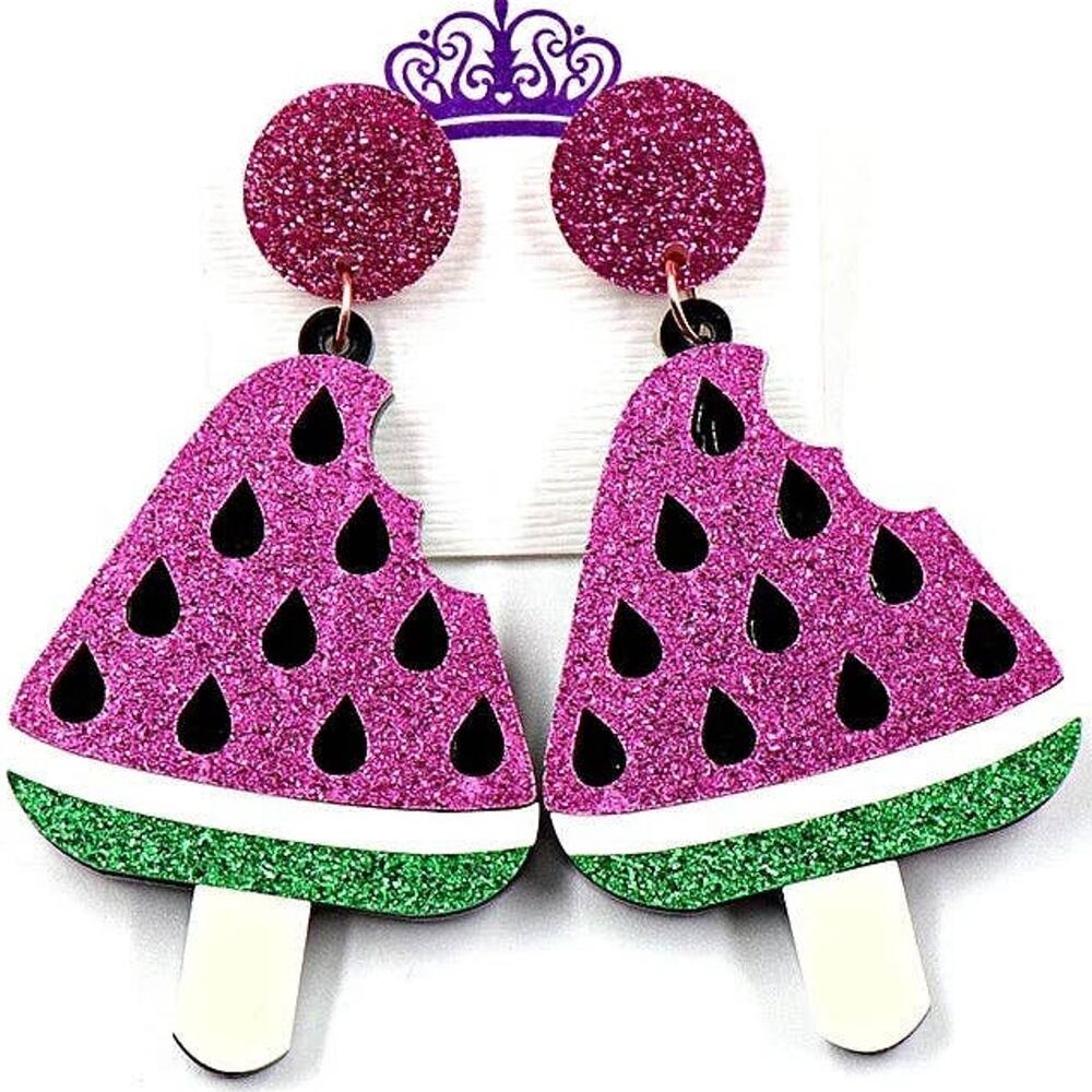 Pink Watermelon Dangle Earrings